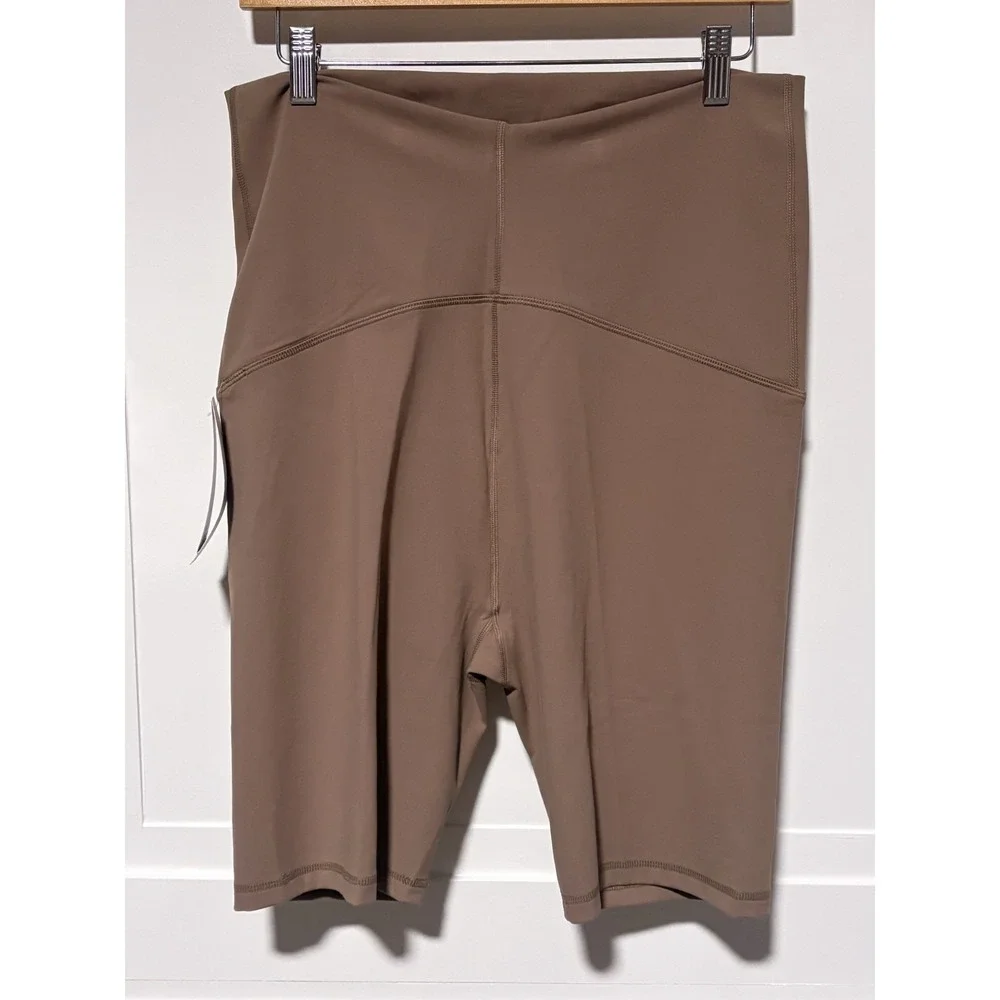 Ingrid & Isabel Maternity High Rise Over Belly Active Bike Shorts Taupe Size XL